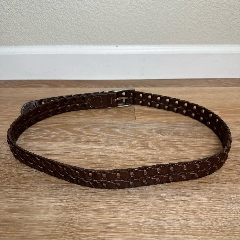 Haggar Men’s Braided Bonded Leather Rich Brown Belt, Size 36